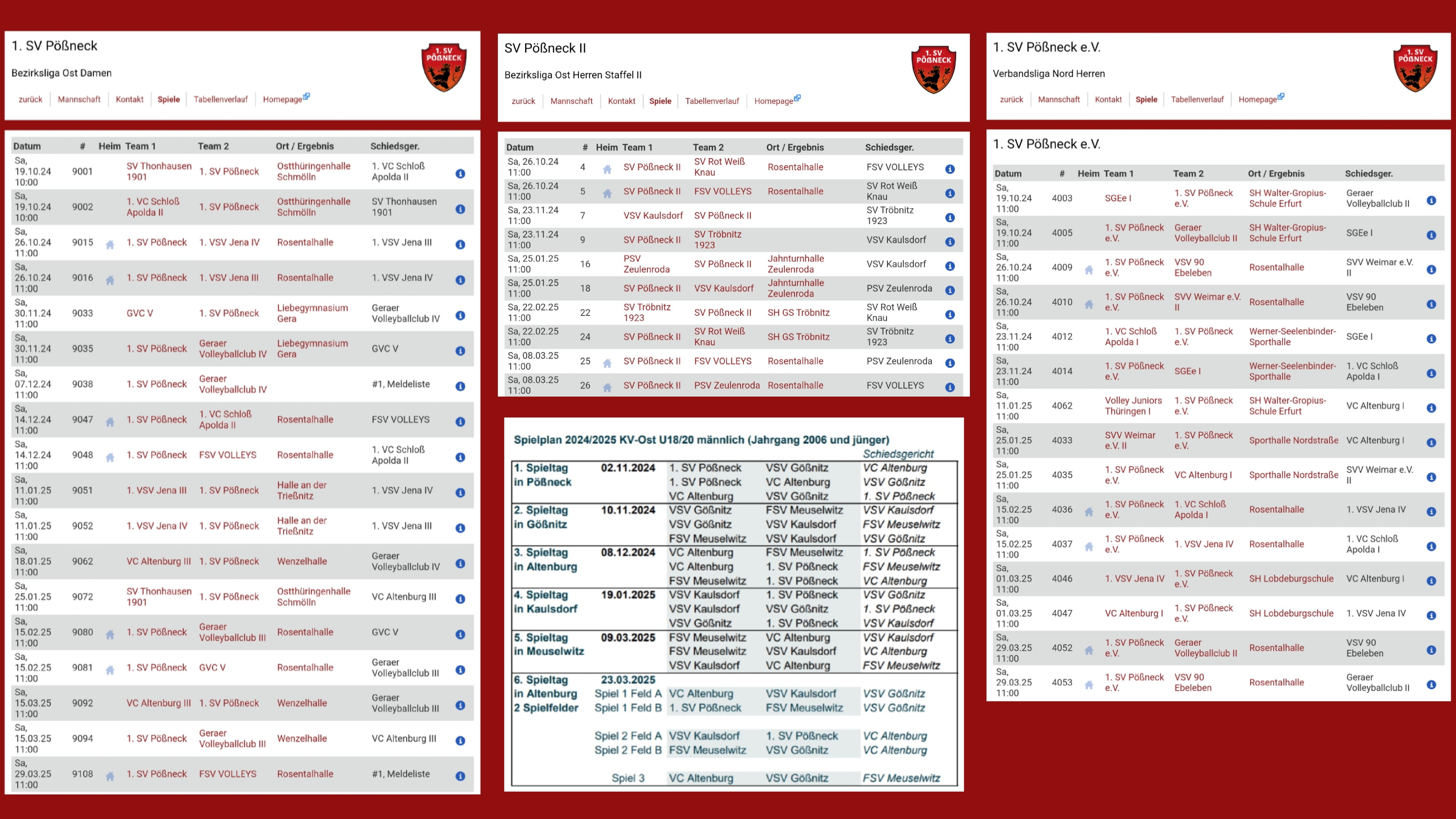 Spielplanübersicht Hallensaison 24/25